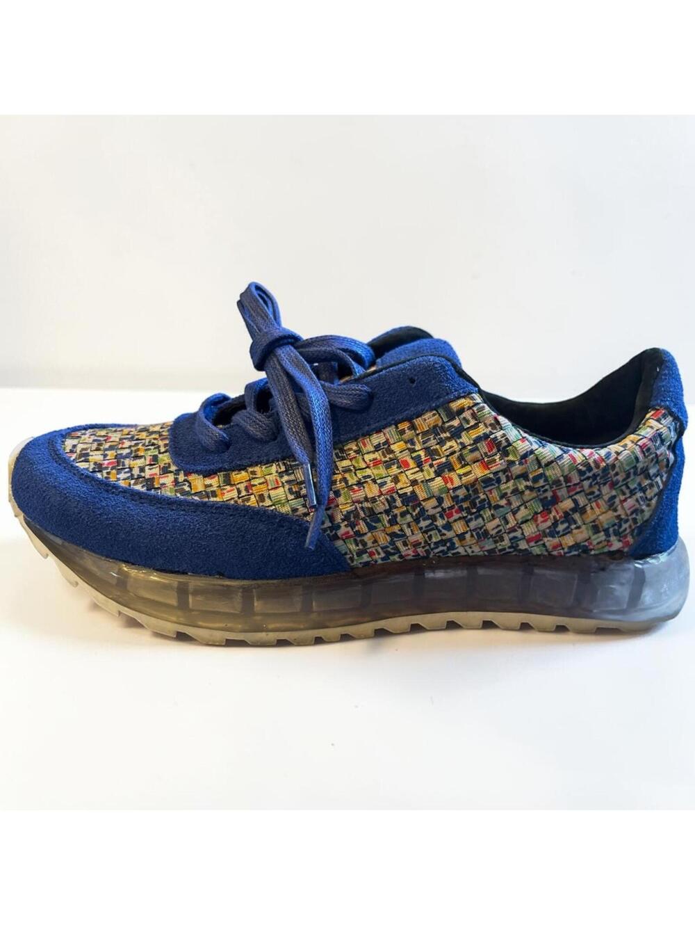 Bernie Mev Catwalk Womens Size 8 Navy Blue Woven Slip On Sneakers NWB MSRP $74